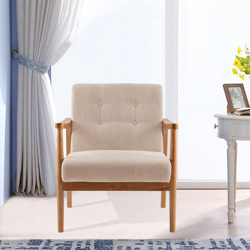 Solid Wooden Frame Single Armchair Tufted Button Chair Sofa Fireside Accent Seat