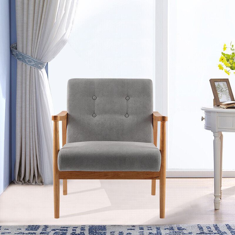 Solid Wooden Frame Single Armchair Tufted Button Chair Sofa Fireside Accent Seat