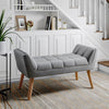 Velvet Fabric Bed End Bench Upholstered Tufted Accent Lounge Sofa Window Seat UK