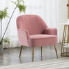 Modern Occasional Velvet Armchair Scallop Wing Back Chair with Golden Legs Sofa