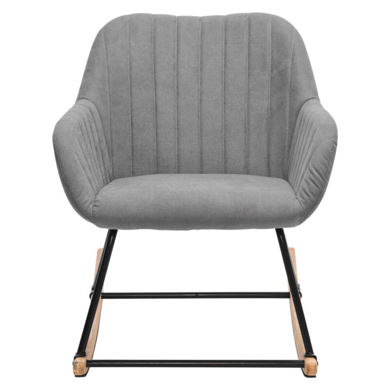 Upholstered Recliner Rocking Chair Relax Lounge Sofa Armchair w/ Wooden Leg Seat