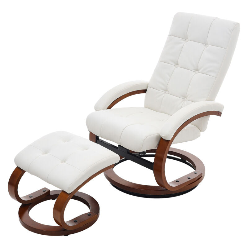 PU Leather Swivel Chair Recliner Armchair Home Lounge Sofa Chair With Footstool