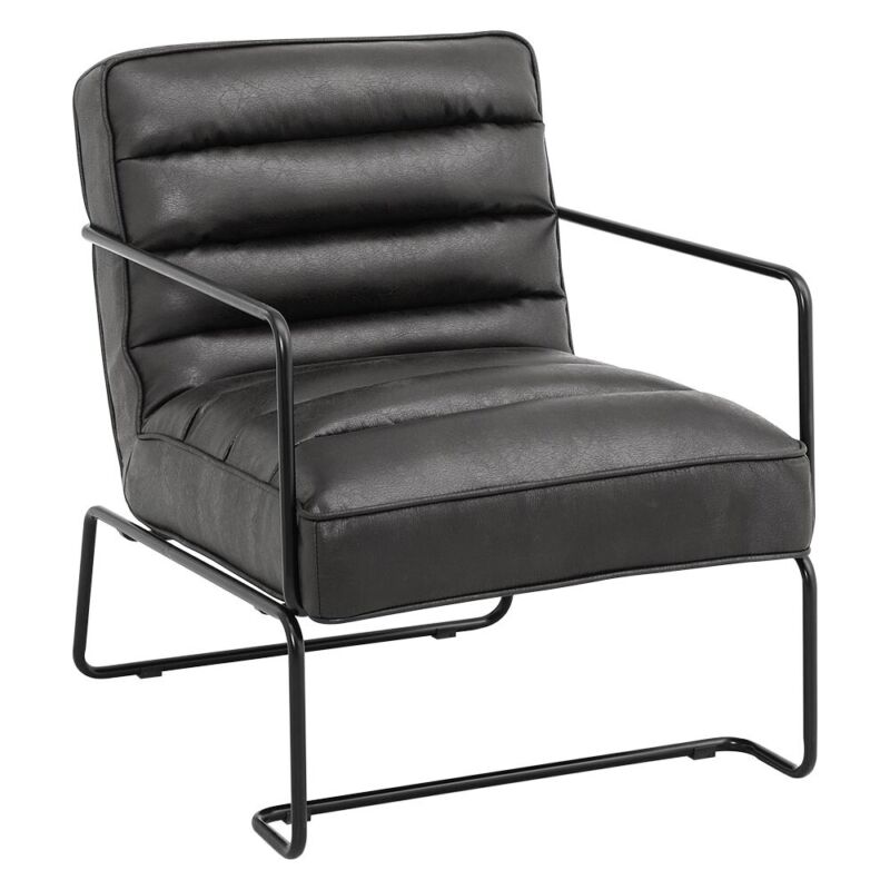 Metal Frame Modern Armchair Lounge Living Room Club Bar Chair Sofa Leather Seat