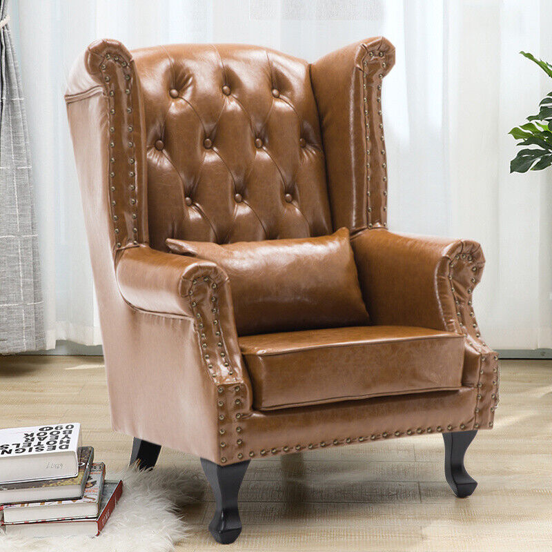 Upholstered Wingback Linen Velvet Armchair Chair Occasional Tub Lounge Sofa Seat