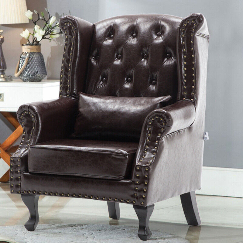 Upholstered Wingback Linen Velvet Armchair Chair Occasional Tub Lounge Sofa Seat