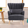 Scallop Back Velvet Armchair Occasional Accent Chair Soft Seat Sofa w/ Footstool