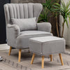 Scallop Back Velvet Armchair Occasional Accent Chair Soft Seat Sofa w/ Footstool
