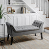 Velvet Fabric Bed End Bench Upholstered Tufted Accent Lounge Sofa Window Seat UK