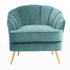 Modern Occasional Velvet Armchair Scallop Wing Back Chair with Golden Legs Sofa