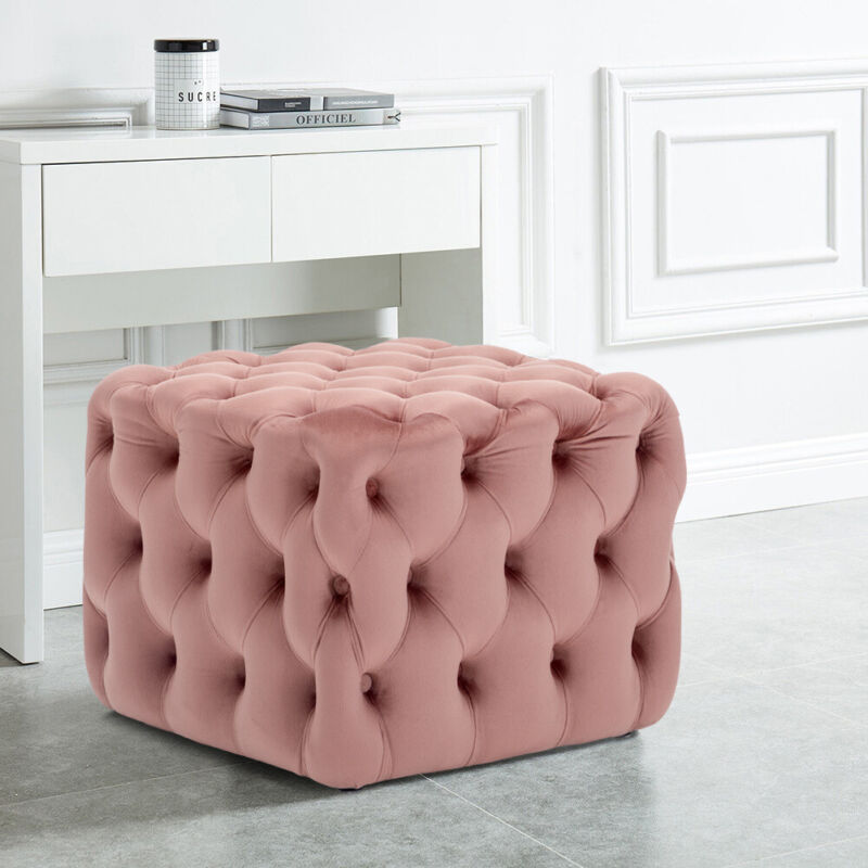 Large Chesterfield Deep Button Velvet Footstool Coffee Table Display Pouffe Seat