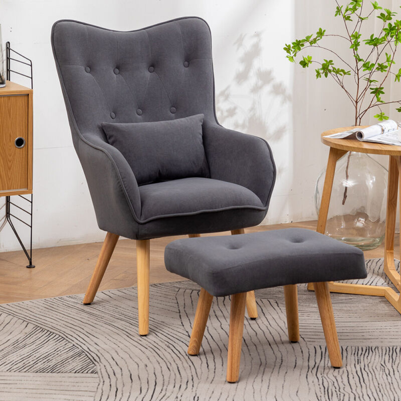 Orthopedic Recliner Armchair Fireside Relax Sleeper Sofa Chair and Footstool Set