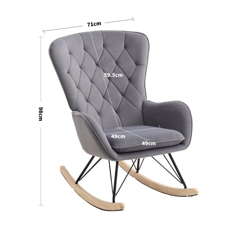 NEW Rocking Chair Upholstered Armchair Leisure Recliner Padded Seat Rocker Chair