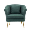 Modern Occasional Velvet Armchair Scallop Wing Back Chair with Golden Legs Sofa