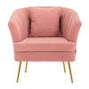 Modern Occasional Velvet Armchair Scallop Wing Back Chair with Golden Legs Sofa