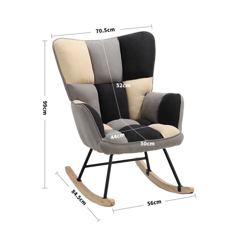NEW Rocking Chair Upholstered Armchair Leisure Recliner Padded Seat Rocker Chair