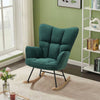 Linen Rocking Chair Lounge Armchair Relaxing Soft Seat Wood Curved Leg Fireside