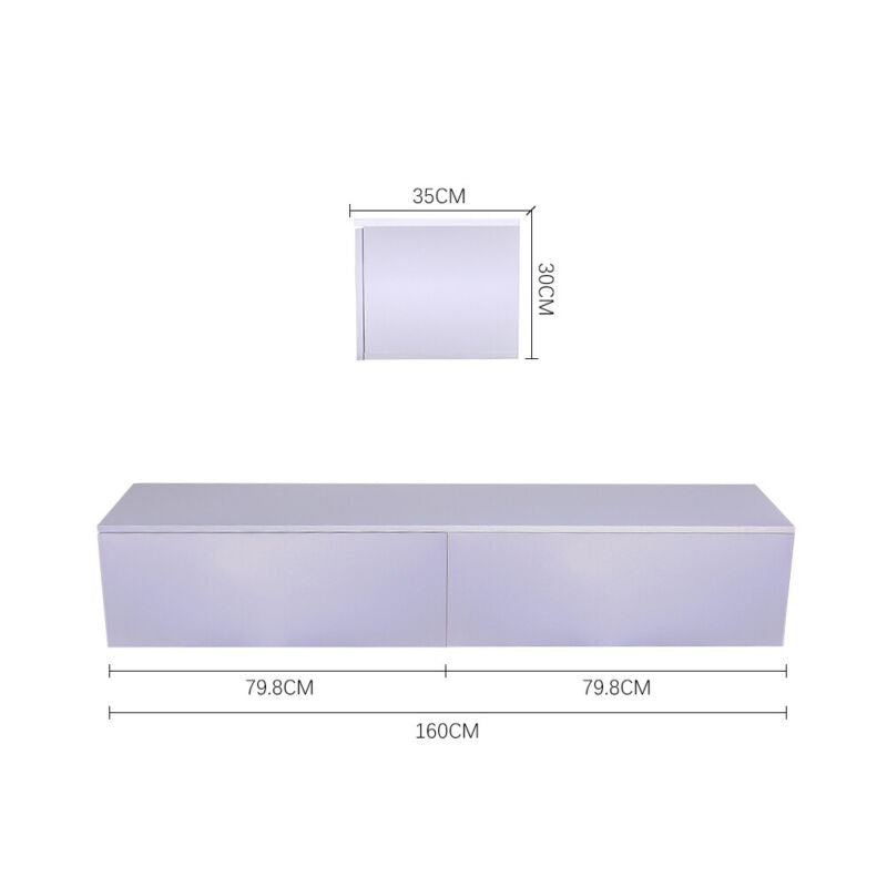 Wooden Wall Mounted Floating TV Unit Cabinet Stand With Storage TV Entertainment