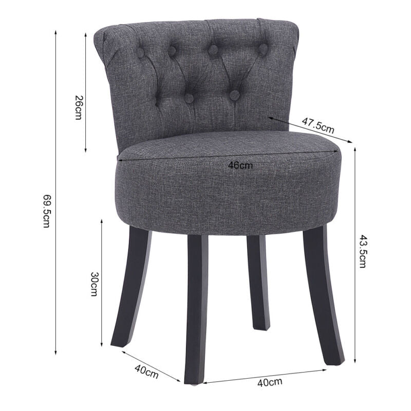 Upholstered Velvet Dressing Table Stool Chair Makeup Padded Bedroom Furniture UK