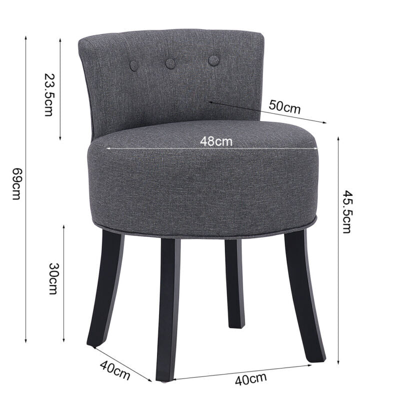 Upholstered Velvet Dressing Table Stool Chair Makeup Padded Bedroom Furniture UK