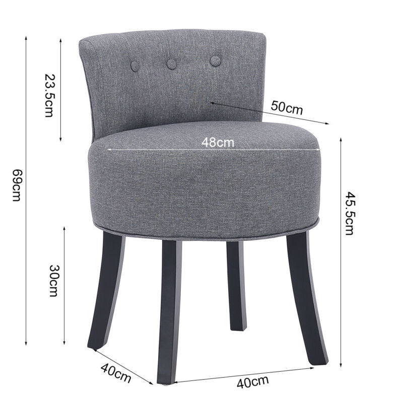 Upholstered Velvet Dressing Table Stool Chair Makeup Padded Bedroom Furniture UK