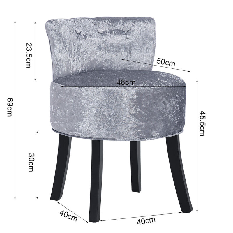 Upholstered Velvet Dressing Table Stool Chair Makeup Padded Bedroom Furniture UK