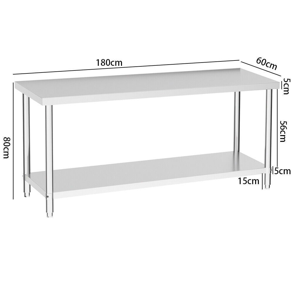 High Quality Kitchen Table Worktop Work Bench Catering Backplash Stainless Steel