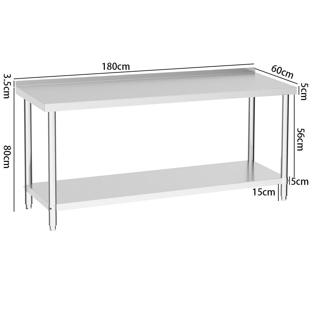 High Quality Kitchen Table Worktop Work Bench Catering Backplash Stainless Steel