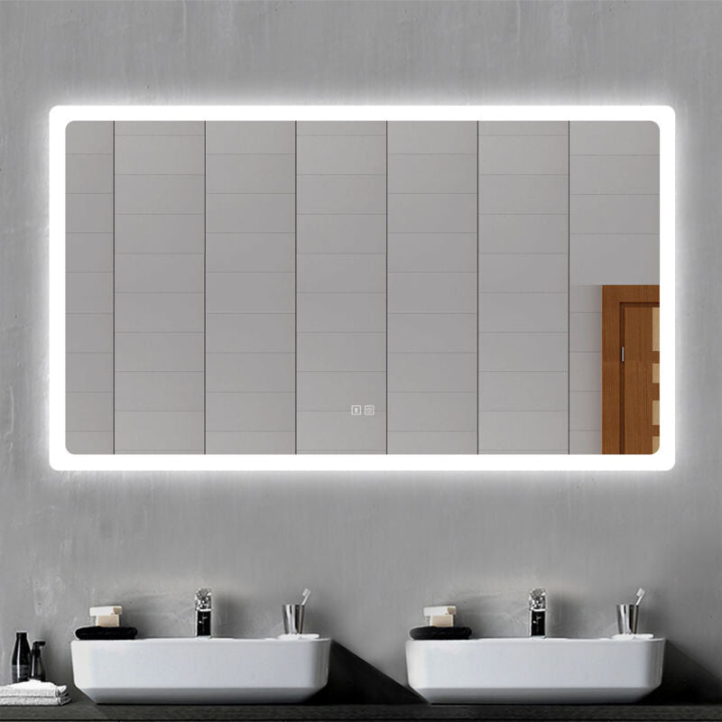 Bluetooth Bathroom Mirror with LED Light 3 Colors Touch Sensor Demister Pad