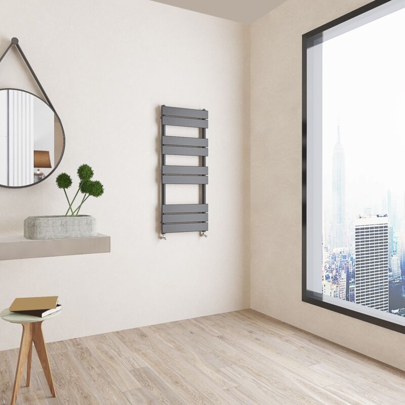 Bathroom Radiator Heated Flat Panel Straight White Black Anthracite Chrome