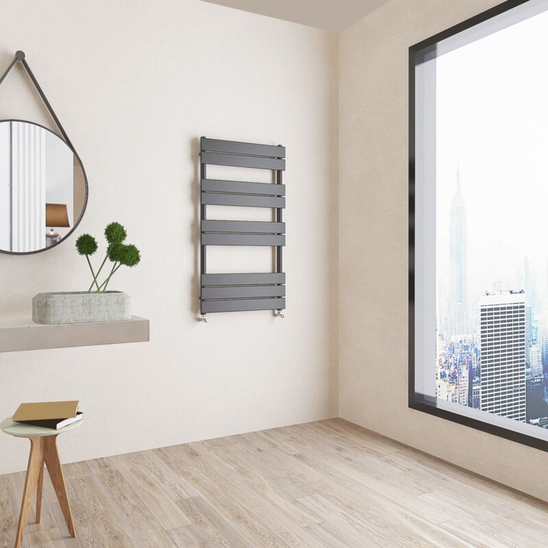 Bathroom Radiator Heated Flat Panel Straight White Black Anthracite Chrome
