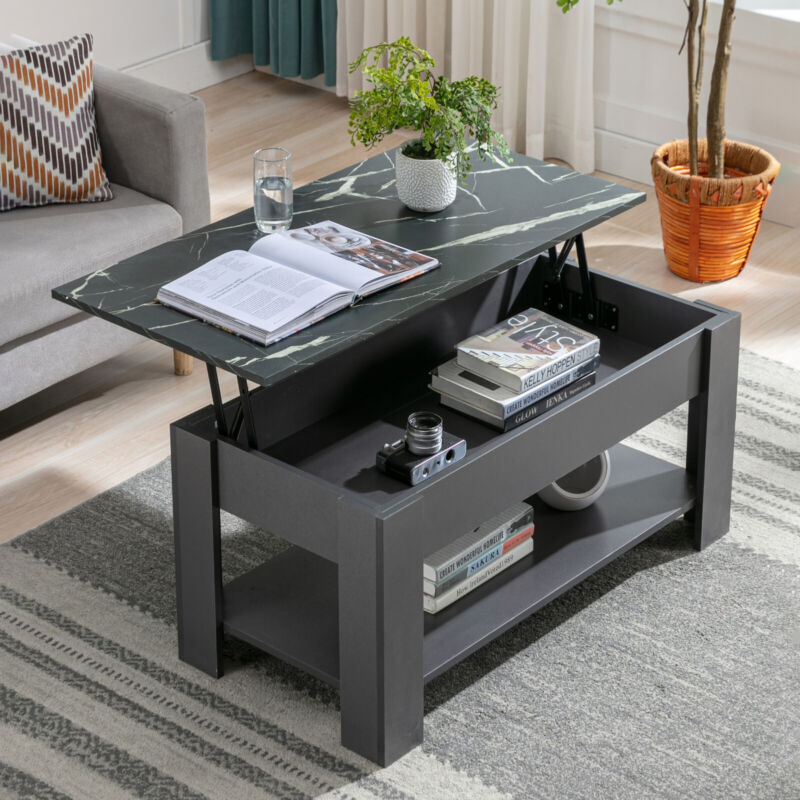 Coffee Table With Storage Lift Top Up Drawer Shelf Wooden Living Room Furniture