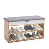 Wooden Ottoman Shoes Storage Rack Bench Padded Grey Seat Cabinet Cupboard Stand
