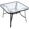 Outdoor Glass Table Patio Garden 105CM Square Table with Parasol Hole MetalFrame
