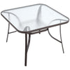 Outdoor Glass Table Patio Garden 105CM Square Table with Parasol Hole MetalFrame