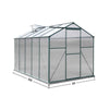 Modern Green UV Safe Garden Greenhouse Aluminium Frame +PE Board w/Sliding Door