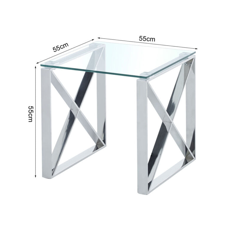 Tempered Glass Tea Coffee Table Side Small End Stand Teapoy Desk Metal Pedestal