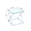 Tempered Glass Tea Coffee Table Side Small End Stand Teapoy Desk Metal Pedestal