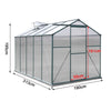 4-10ft Aluminium Greenhouse with/Door Window Galvanized Base Polycarbonate Panel