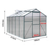 4/6/8/10ft Aluminium Greenhouse w/ Door Window PC Panels Plant Grow Garden Shed