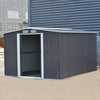 Outdoor Garden Large Metal Shed Tool Storage with Sliding Door and Steel Base