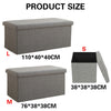 GREY LARGE LINEN FOLDING STORAGE OTTOMAN POUFFE SEAT FOOT STOOL STORAGE BOX UK