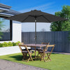 2.5M Outdoor Parasol Round Sun Shade Garden Canopy Umbrella Crank 6 Steel Ribs