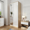 2 Door Wardrobe With Mirror High Gloss Large Storage 4 Colors Cupboard Furniture