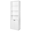 6 Tier Bookcase With 2 Door Cupboard Cabinet Storage Shelving Display Wood Shelf