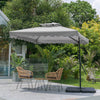 Garden Parasol Banana Cantilever Umbrella Crank Sun Shade Patio Outdoor W/ Base