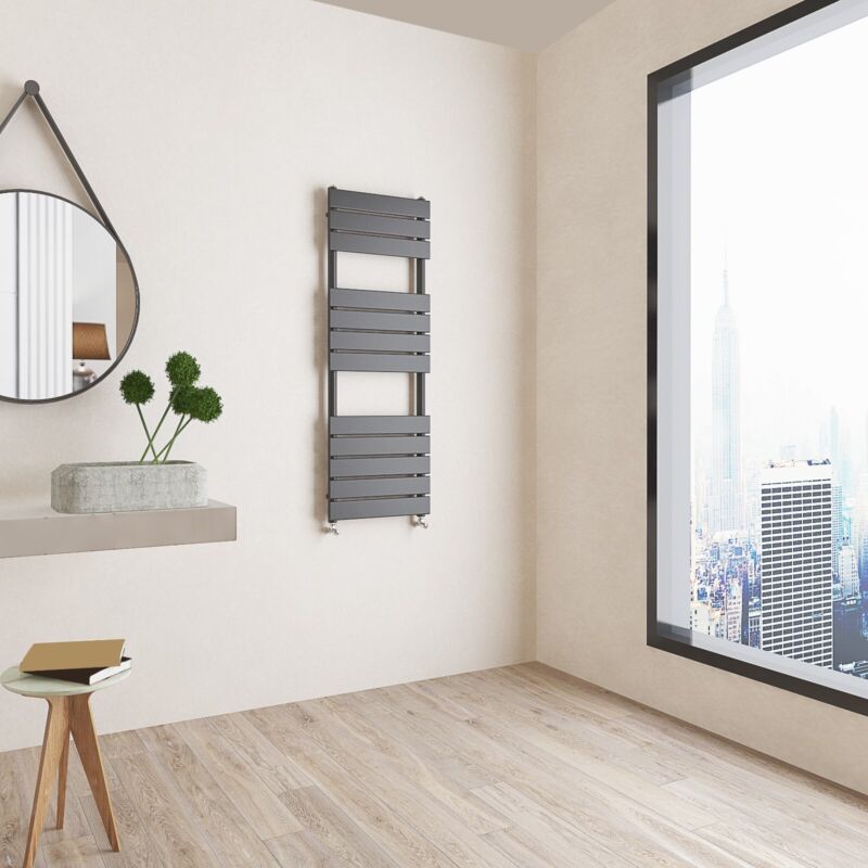 Bathroom Radiator Heated Flat Panel Straight White Black Anthracite Chrome