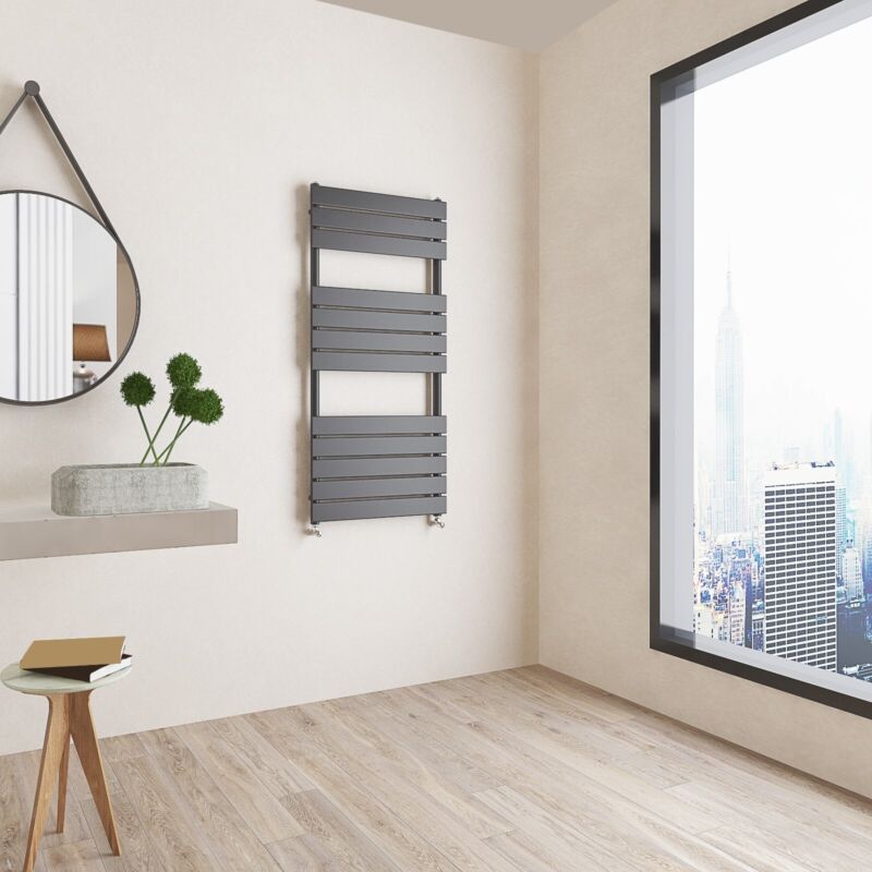 Bathroom Radiator Heated Flat Panel Straight White Black Anthracite Chrome