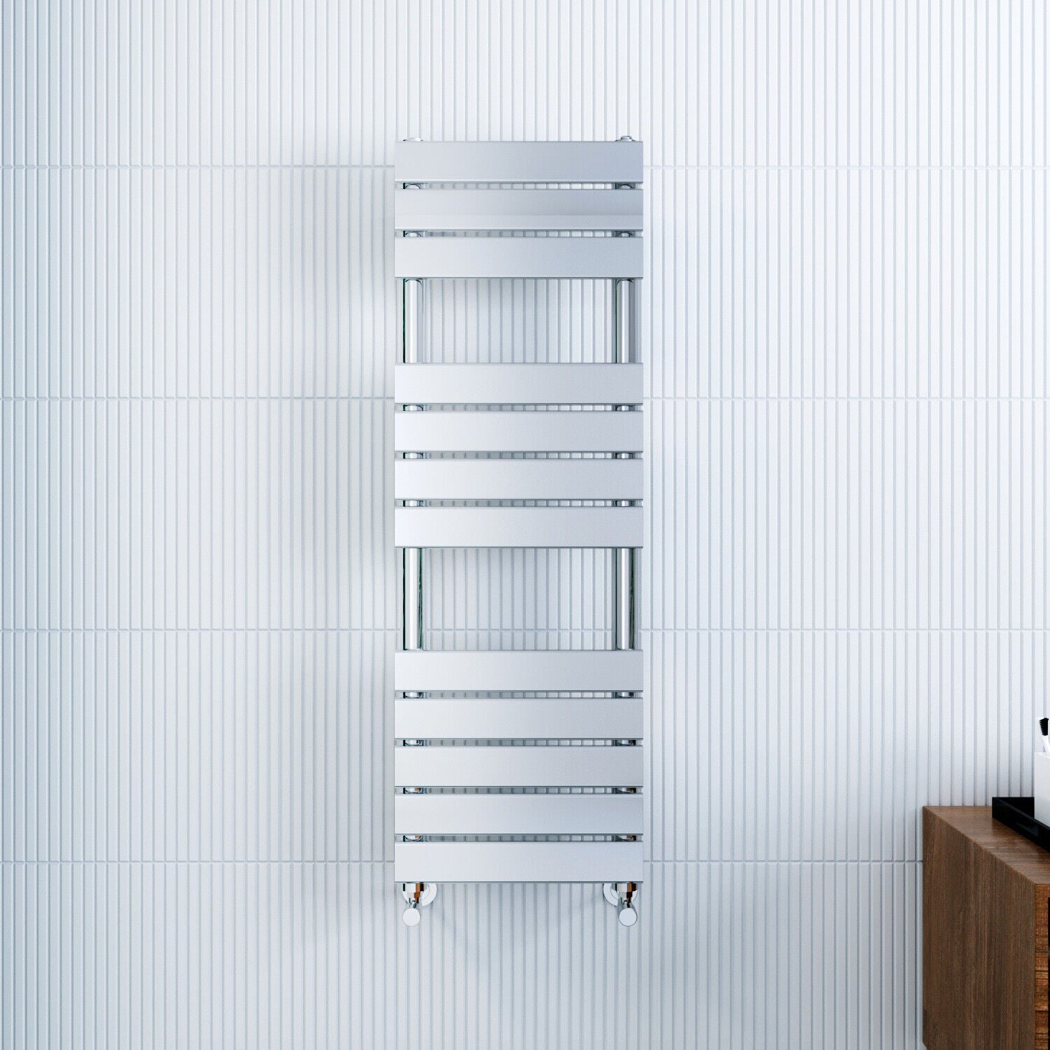 Bathroom Towel Rail Radiator Designer Flat Panel Chrome Heated Warmer Rad