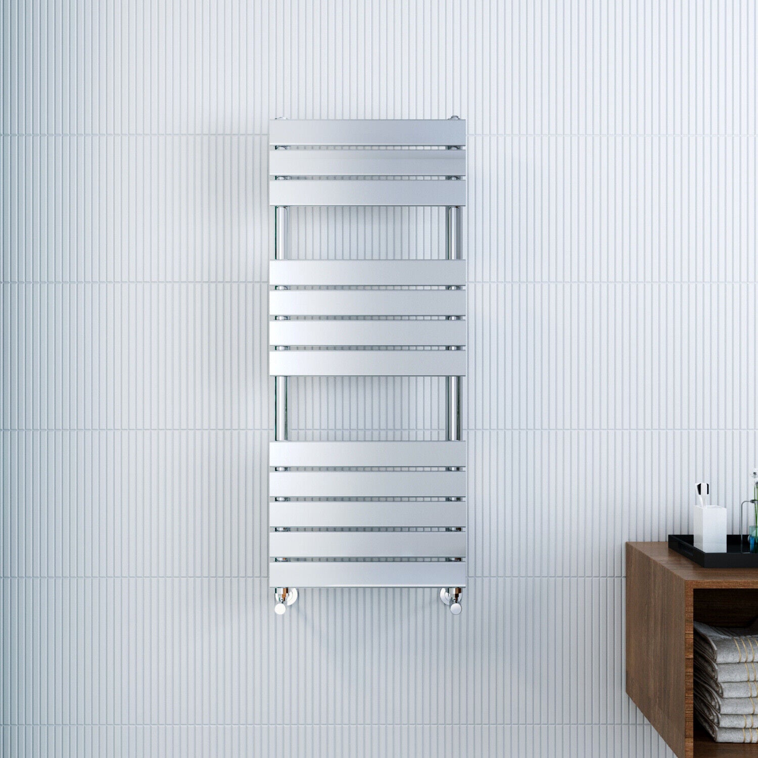 Bathroom Towel Rail Radiator Designer Flat Panel Chrome Heated Warmer Rad