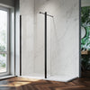 Black Shower Enclosure Screen With 180° Flipper Walk In Wet Room 8mm NANO Glass